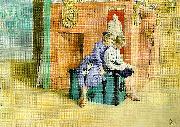 Carl Larsson tre om en bok-kersti och esbjorn samt muff Spain oil painting artist